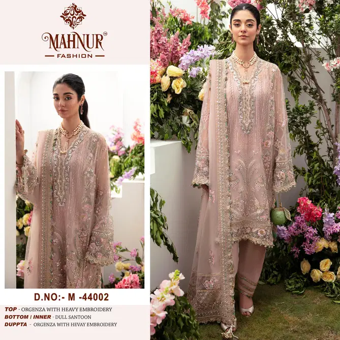 Mahnur 44002  Nayloan Organza Embroidery Pakistani Suits Wholesale Market In Surat